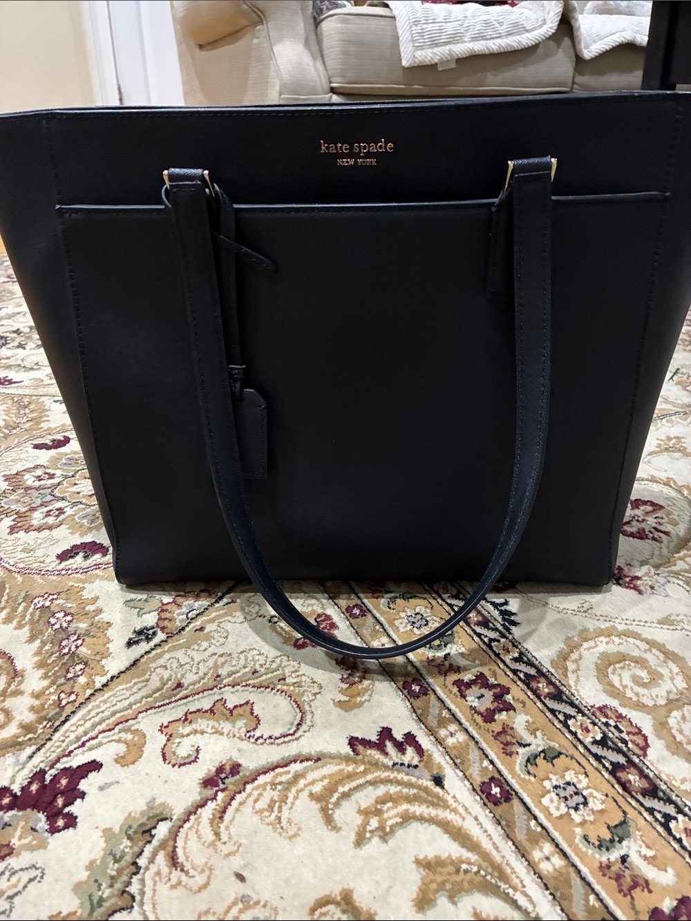kate spade Black Saffiano Leather Tote with Luggage Tag - Picture 2 of 13